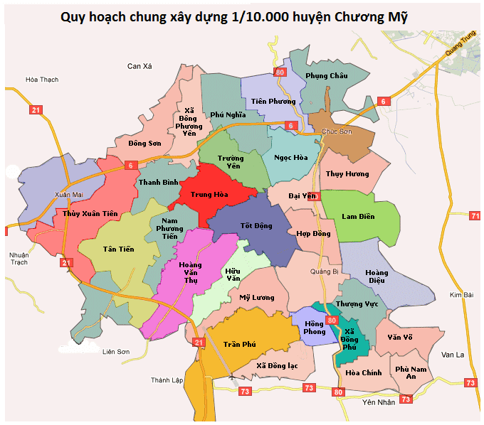 Hình ảnh: Bản đồ minh họa vị trí đắc địa của cụm công nghiệp Chương Mỹ.